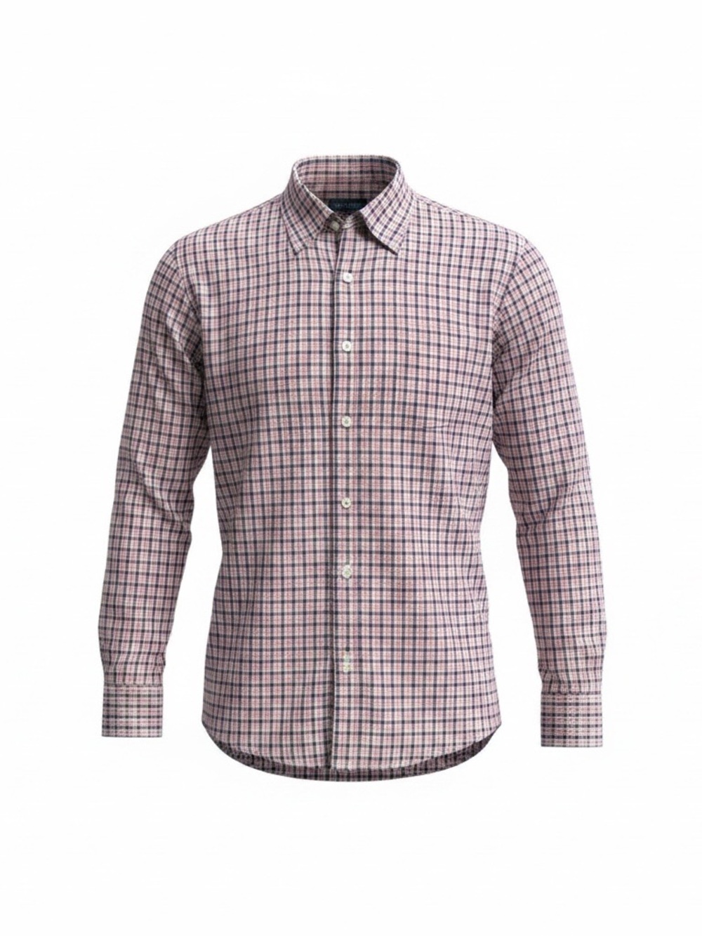 Peter Millar Pink and Navy Checked Button-Down Shirt